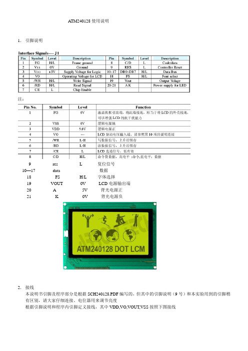 基于C51单片机的ATM240128 液晶说明