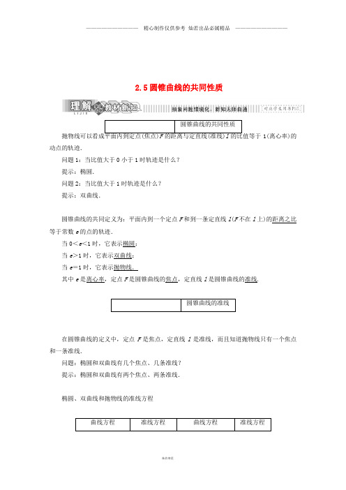 高中数学第二章2.5圆锥曲线的共同性质学案苏教版选修7.doc