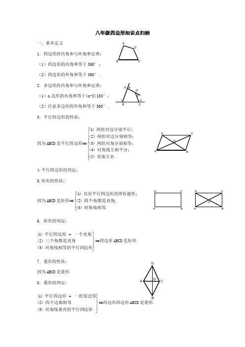 八年级四边形知识点归纳