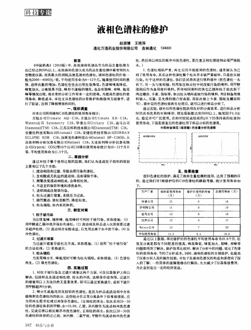 液相色谱柱的修护