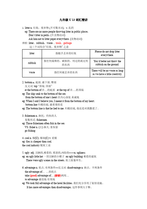 人教版英语九年级U13 词汇精讲