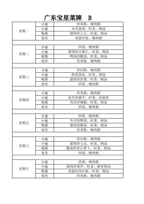 公司饭堂菜单