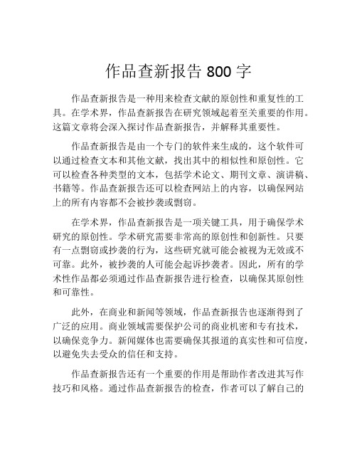 作品查新报告800字