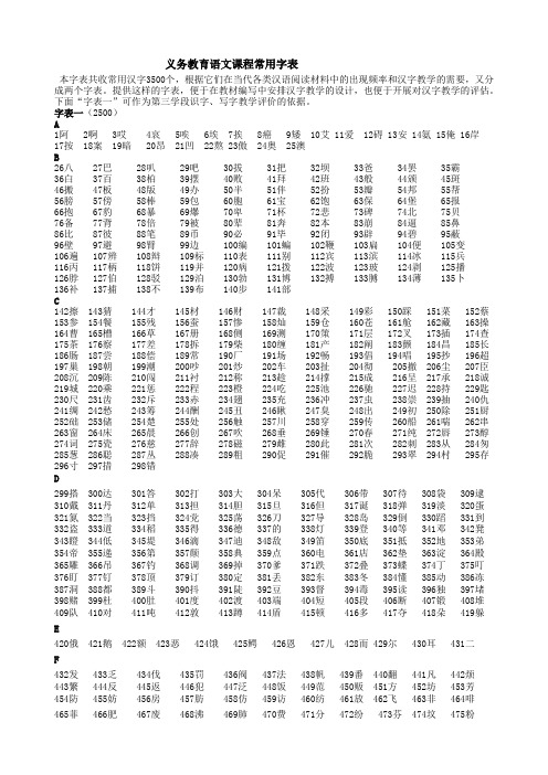 3500个常用汉字整理完整