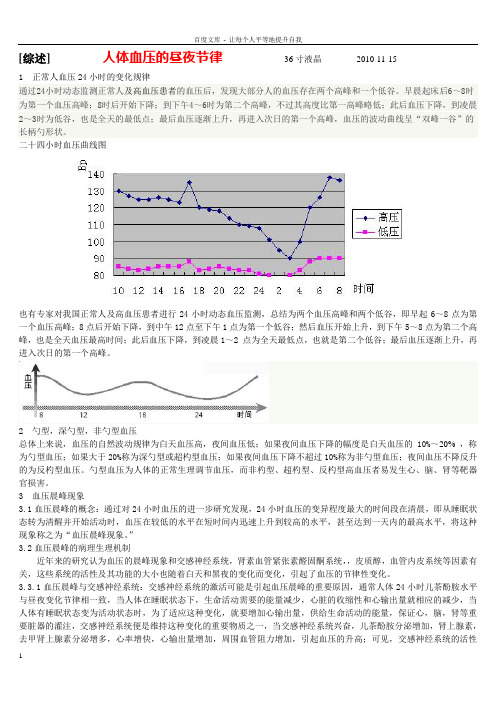 人体血压的昼夜节律