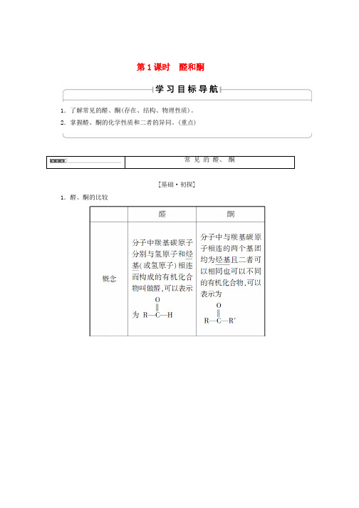 2019学年高中化学第二章官能团与有机化学反应烃的衍生物第3节醛和酮糖类第1课时醛和酮学案鲁科版选修5word