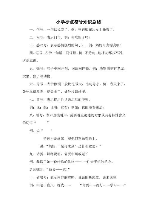 小学标点符号的正确应用知识总结+例句