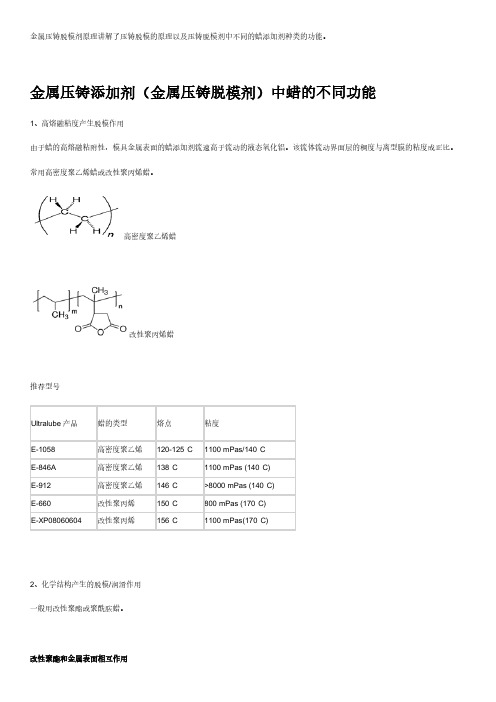 金属压铸脱模剂原理