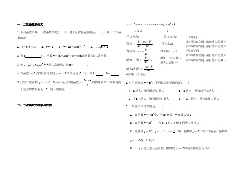 九年级二次函数题型总结