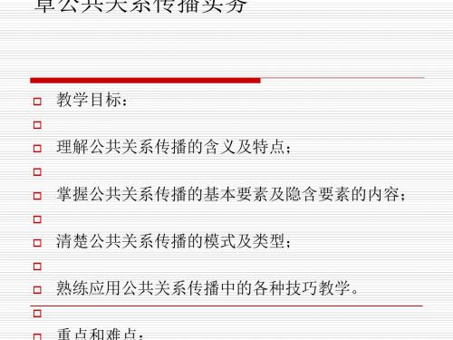公共关系传播实务培训(ppt 30张)