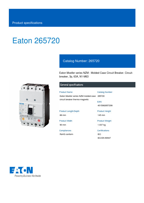 Eaton Moeller NZM型号Molded Case Circuit Breaker产品说明