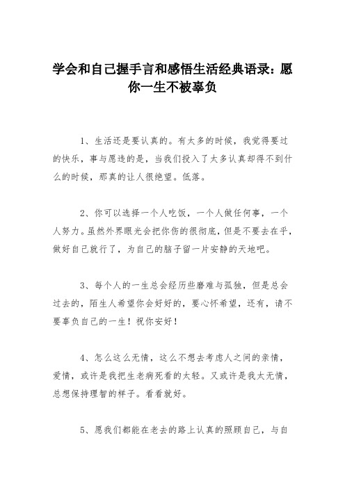 学会和自己握手言和感悟生活经典语录：愿你一生不被辜负