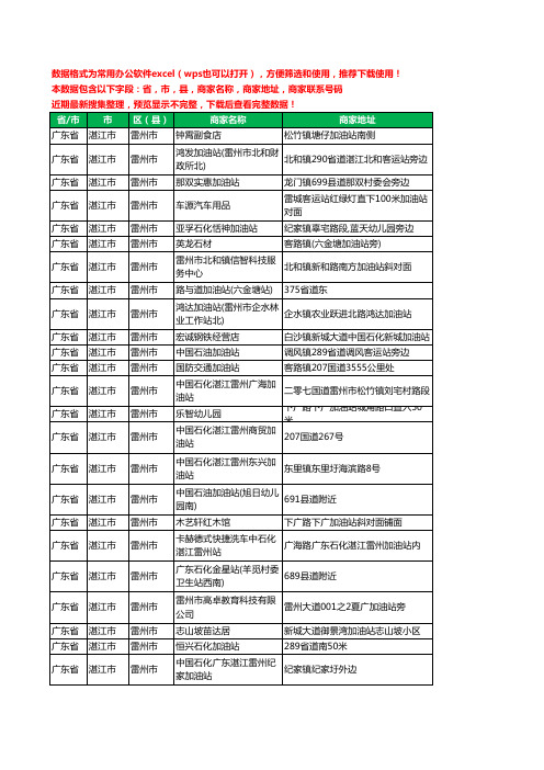 2020新版广东省湛江市雷州市加油站服务工商企业公司商家名录名单联系电话号码地址大全124家