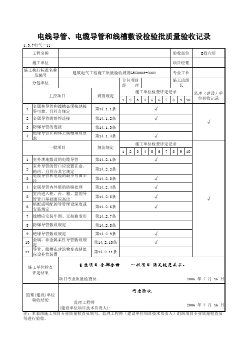 1-3-7电气-11_电线导管、电缆导管和线槽敷设检验批质量验收记录