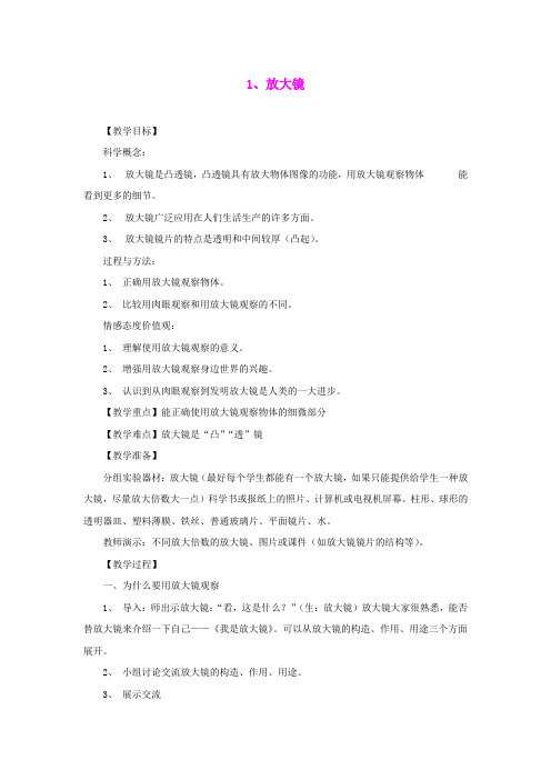 六年级科学下册 放大镜教案 教科版 (2)