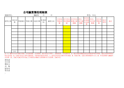 企业融资情况表