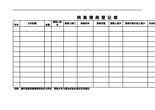 档案借阅登记表