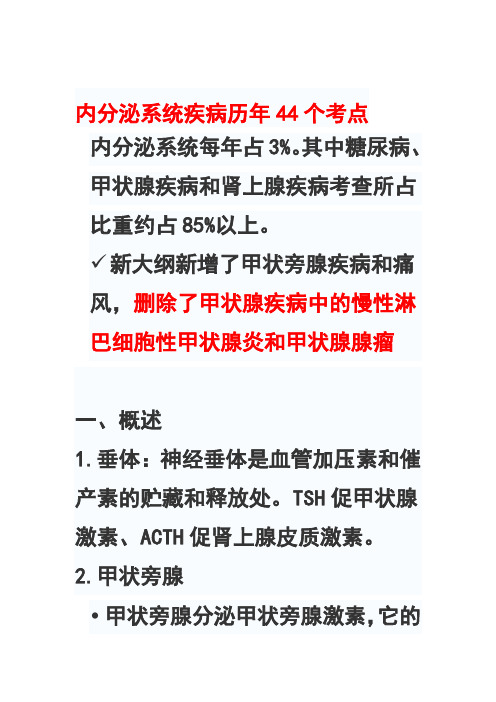 执考内分泌系统疾病历年44个考点