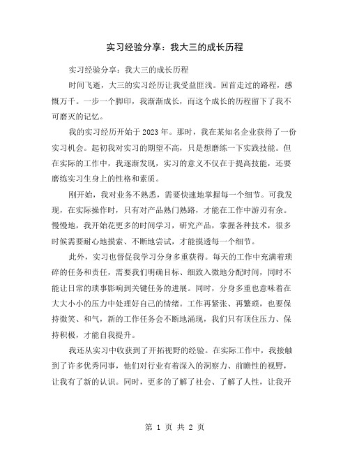 实习经验分享：我大三的成长历程