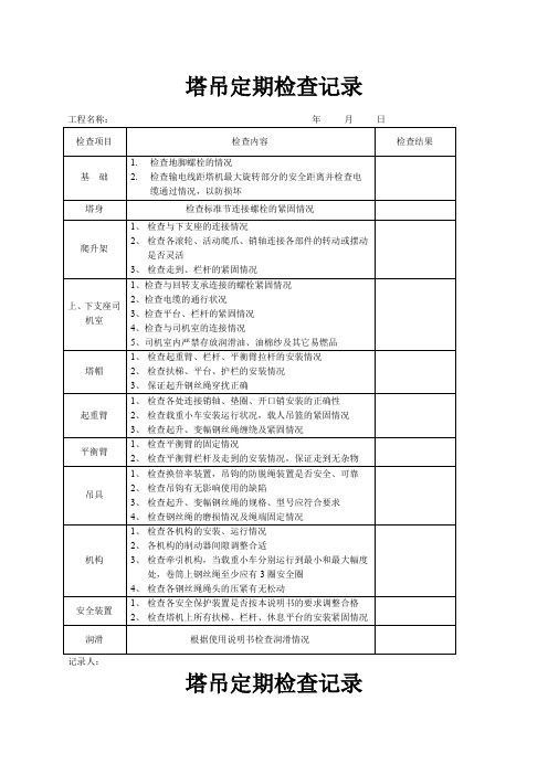 塔吊检查记录表