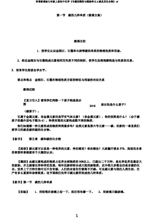 科普新课标九年级上册初中化学《专题四燃料与燃烧单元2碳及其化合物》19