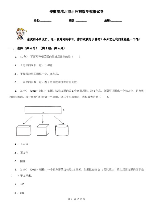 安徽省淮北市小升初数学模拟试卷