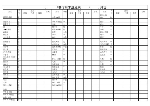 10、月末盘点表(餐厅管理表格)