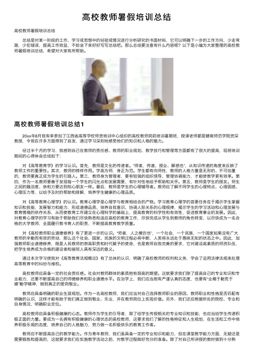 高校教师暑假培训总结