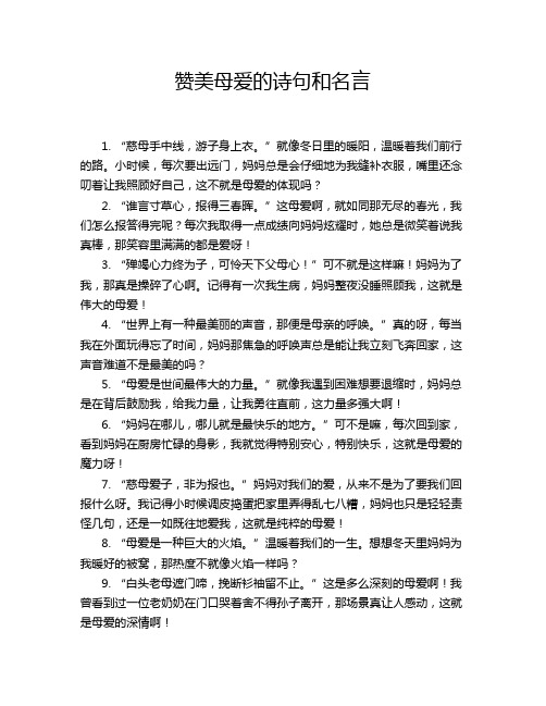 赞美母爱的诗句和名言