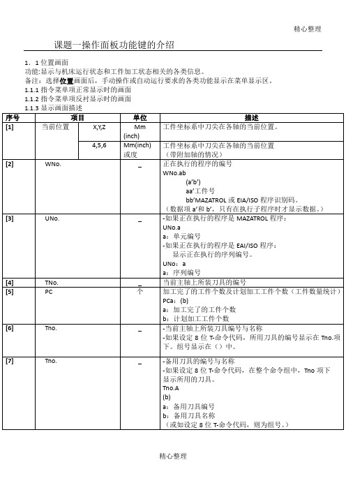 mazake操作面板操作面板功能键的介绍