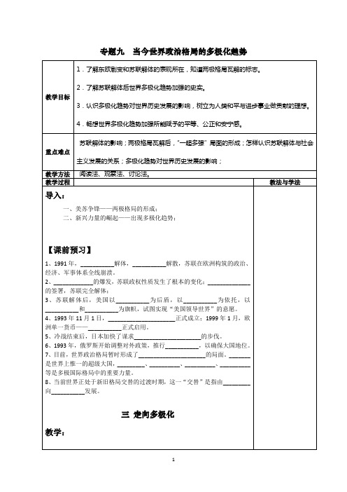 2013麒麟高中高一历史学案：9.3走向多极化学案 (人民版必修1)