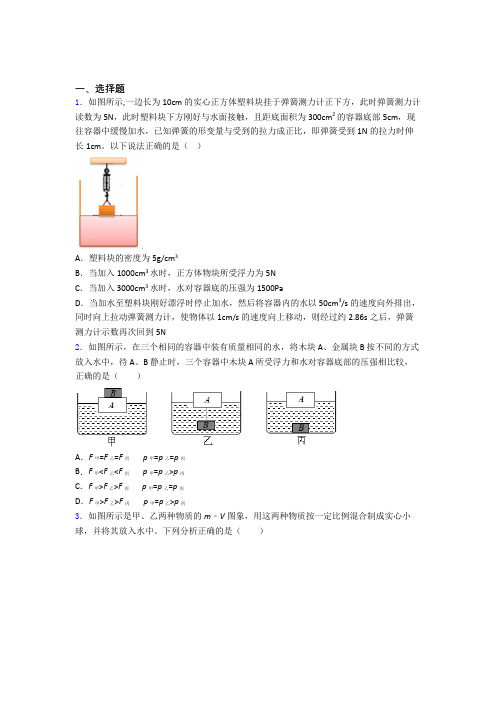 初二物理第十章浮力单元测试附解析