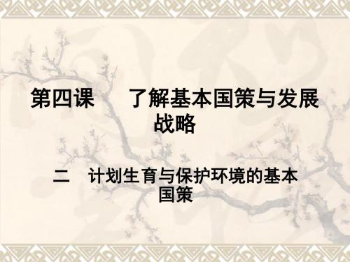 人教版初中政治 第四课 了解基本国策与发展战略计划生育