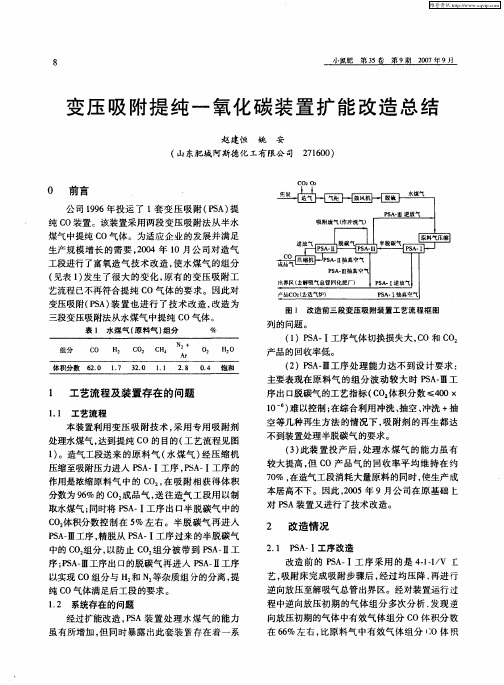 变压吸附提纯一氧化碳装置扩能改造总结