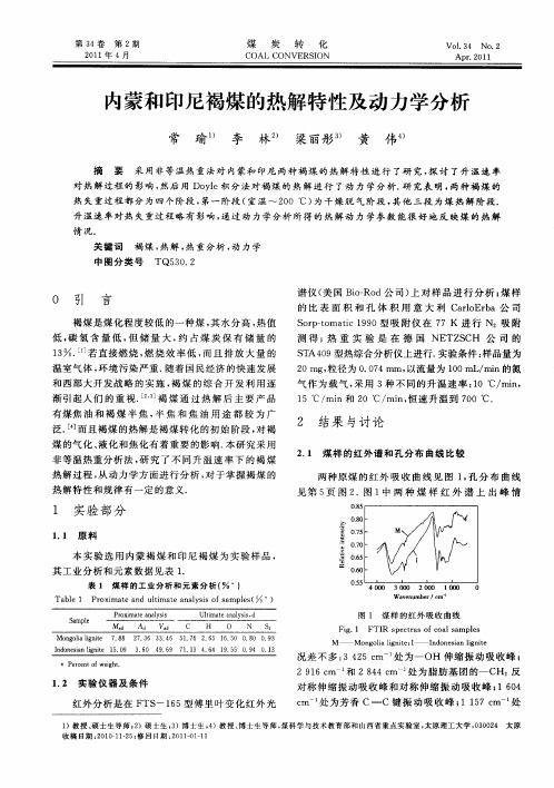 内蒙和印尼褐煤的热解特性及动力学分析