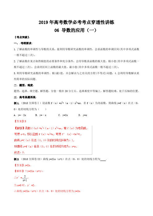 专题06 导数应用(一) 2019年高考数学(理科)必考考点穿透性讲练Word版含解析