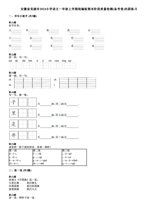 安徽省芜湖市2024小学语文一年级上学期统编版期末阶段质量检测(备考卷)巩固练习