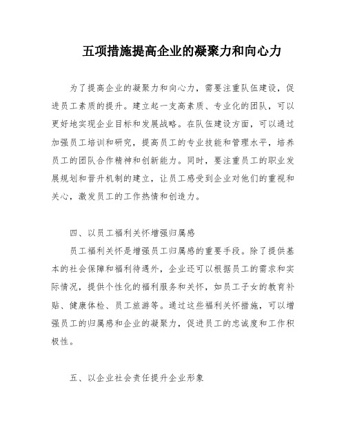 五项措施提高企业的凝聚力和向心力