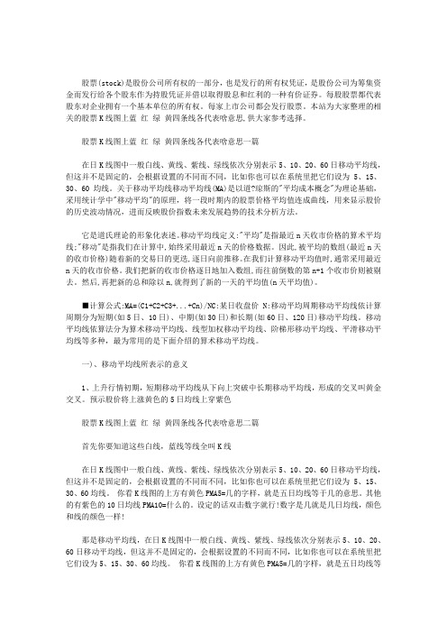 股票K线图上蓝 红 绿 黄四条线各代表啥意思 3篇汇总