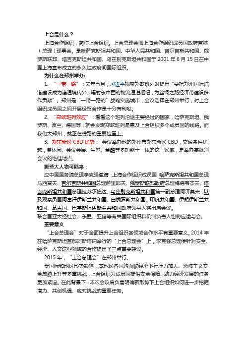 上合会议有关问题