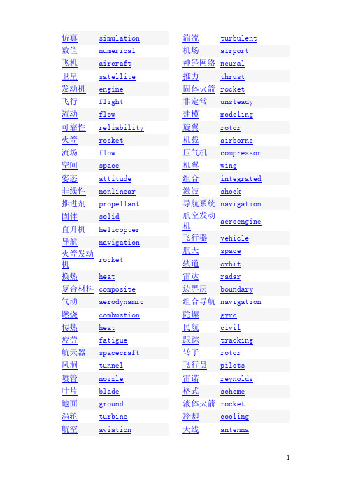 航空航天专业翻译必备英语词汇