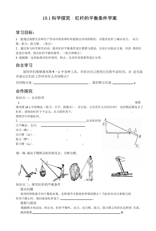 101科学探究：杠杆的平衡条件导学案.docx