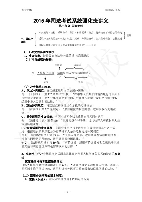 2015年司法考试系统设计强化班国际私法讲义杨帆