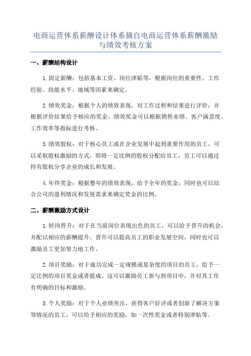 电商运营体系薪酬设计体系摘自电商运营体系薪酬激励与绩效考核方案