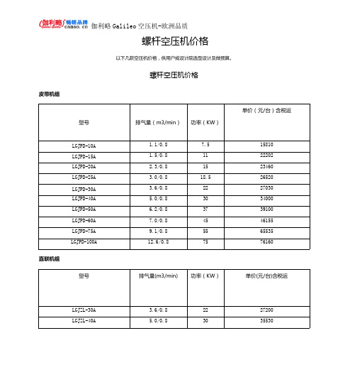 螺杆空压机价格