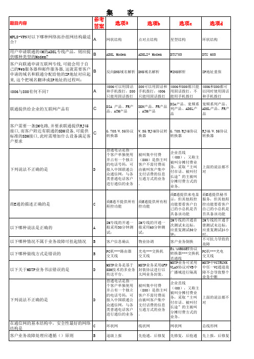 代维认证题库(理论考试)-集客维护(1)