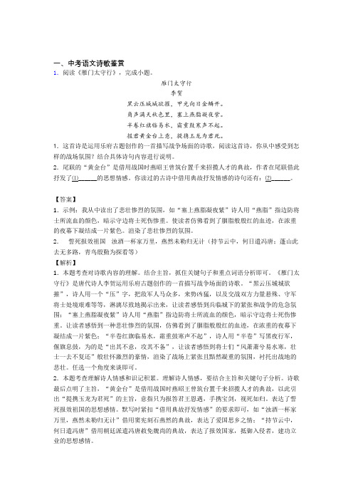 备战中考语文专题复习分类练习 诗歌鉴赏综合解答题含答案