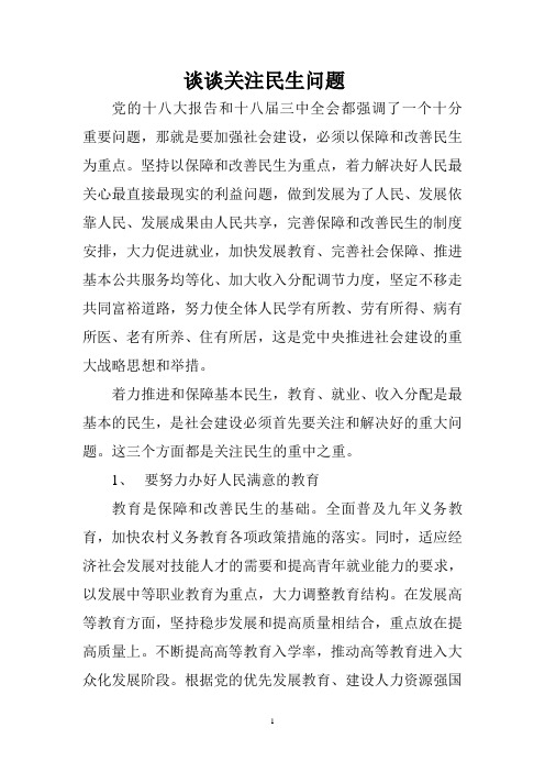 谈谈关注民生问题