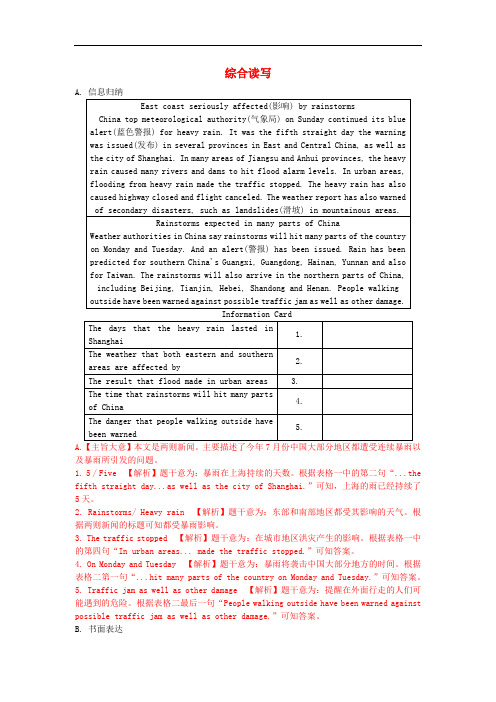 广东省2019年中考英语话题语篇突破话题九安全与救护;旅游与交通;天气备考猜押三综合读写试题人教新目标版