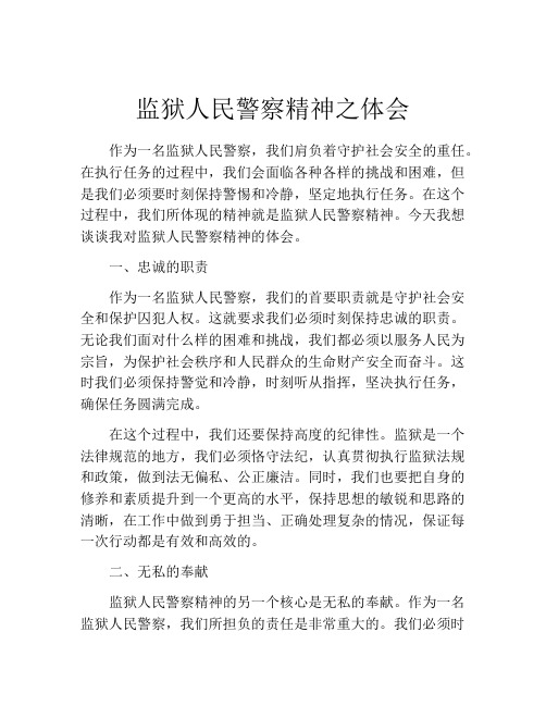 监狱人民警察精神之体会